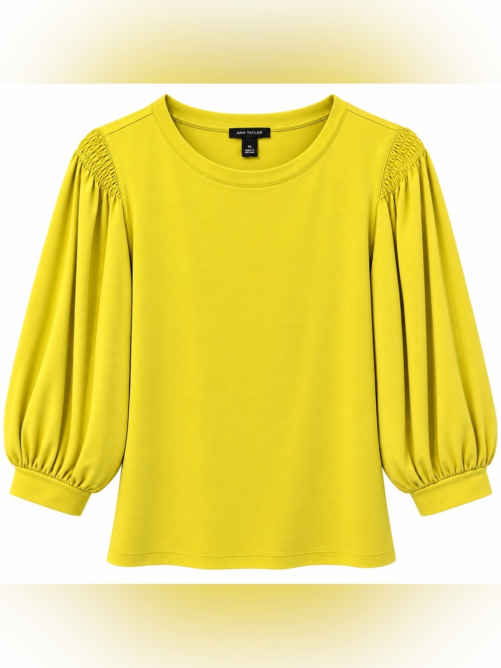 Ann Taylor Smocked Shoulder Top – Daffodil